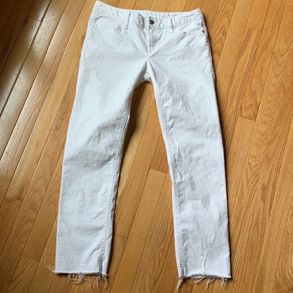 Gap vintage‎ 1969 White Denim Jeans Real Straight Stretch Sz 27